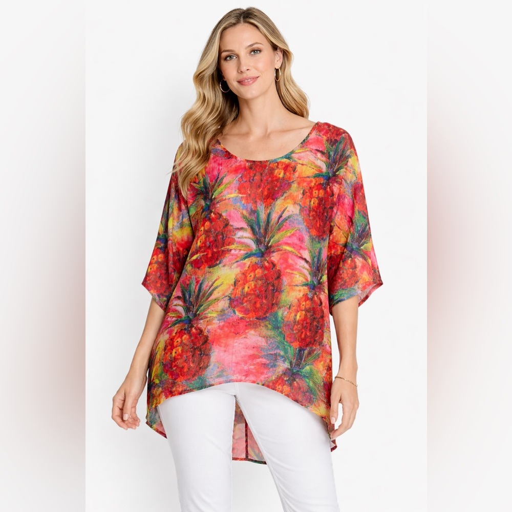Leoma Lovegrove Pineapple Art Tunic Top XXXL Colorful Tropical